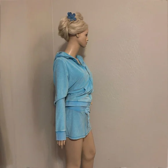 JUICY COUTURE Big Bling Terry Track Suit Jacket and Shorts in Wave Size XL NEW - Picture 5 of 17